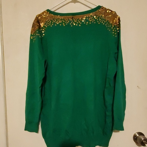 Teal Sweater with Gold Sequins - Picture 2 of 2